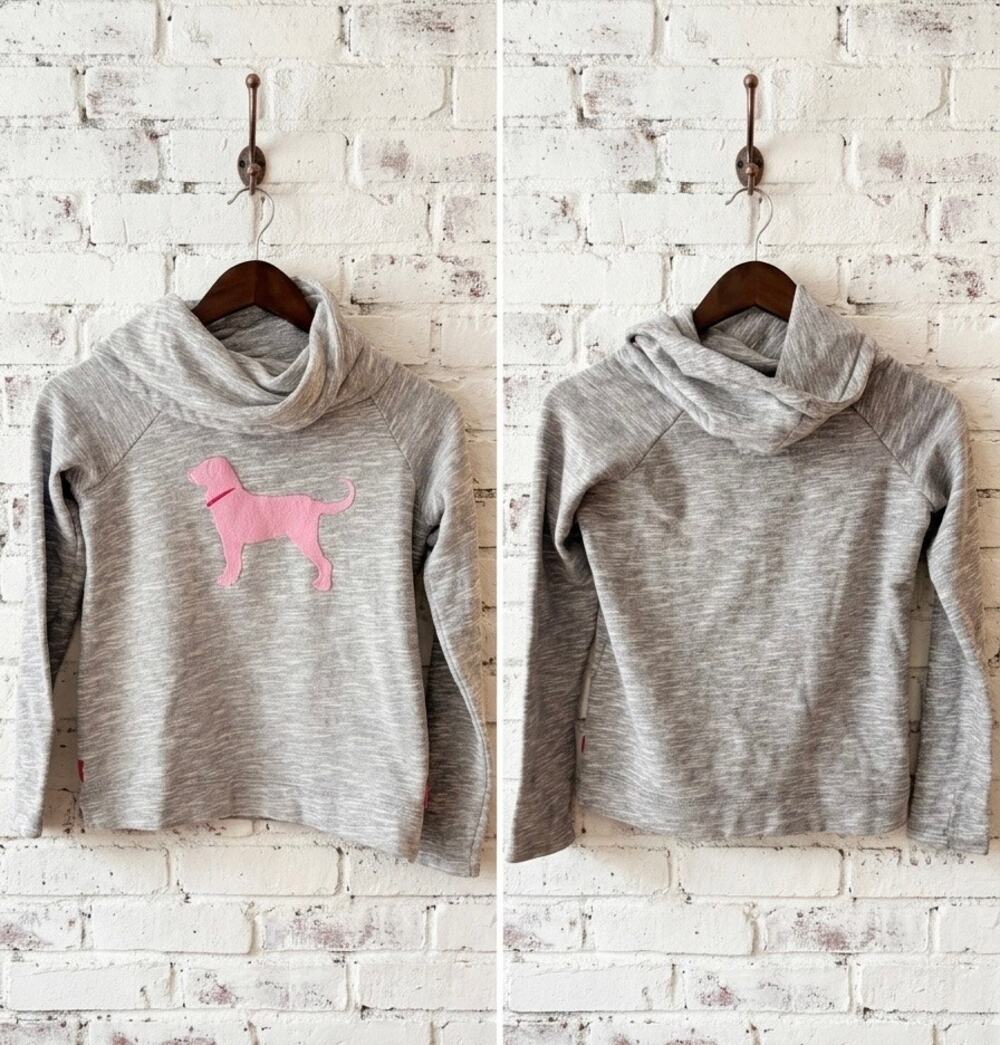 The Black Dog Grey Cowl Neck Sweatshirt Pink Logo Coastal Preppy Pullover m
